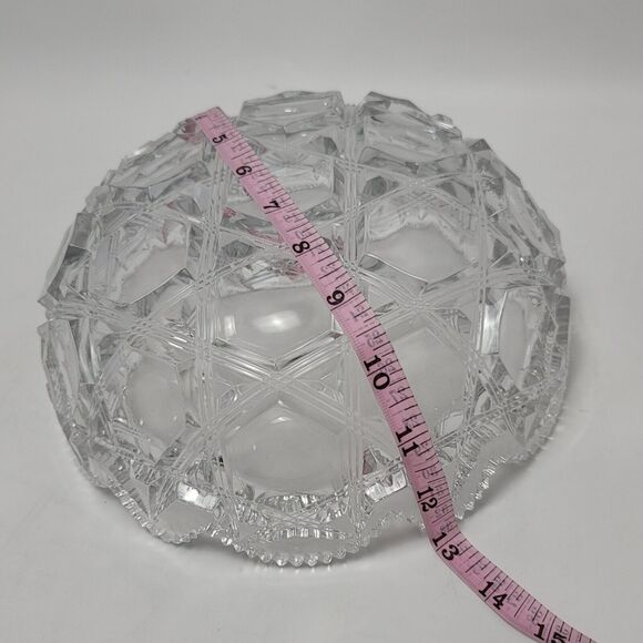 Rare Krys Tol Clear Diamond Geometric Medium Cut Crystal Scalloped Serving Bowl - Picture 6 of 11